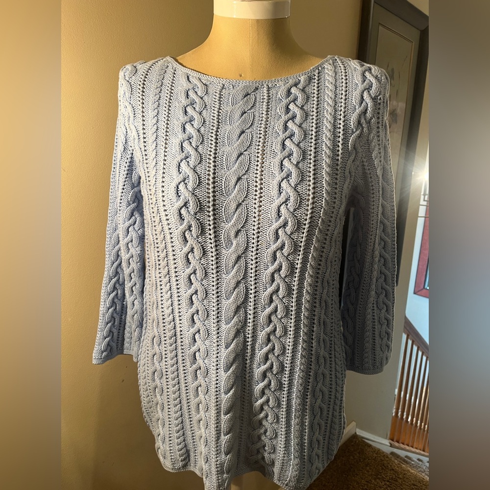 Ralph Lauren cable knit boatneck sweater. XL Blue